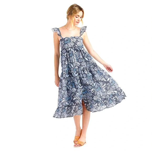 NWT Summersalt The Tiered Ruffle Midi Dress Island Floral XL Boho Button Front - Picture 1 of 16